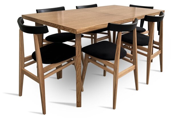 Stół z krzesłami, stół rozkładany 160/90 + 1x50 cm Bonzo + 6 krzeseł loft