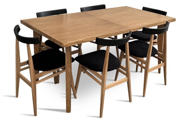 Stół z krzesłami, stół rozkładany 160/90 + 1x50 cm Bonzo + 6 krzeseł loft