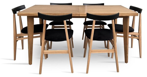 Stół z krzesłami, stół rozkładany 160/90 + 1x50 cm Bonzo + 6 krzeseł loft