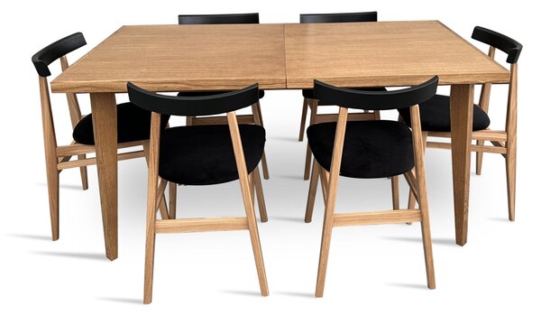 Stół z krzesłami, stół rozkładany 160/90 + 1x50 cm Bonzo + 6 krzeseł loft