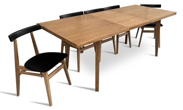 Stół z krzesłami, stół rozkładany 160/90 + 1x50 cm Bonzo + 6 krzeseł loft