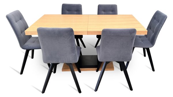Zestaw do salonu stół z krzesłami styl loft rozkładany stół SJ80+ 4x krzesła KW110