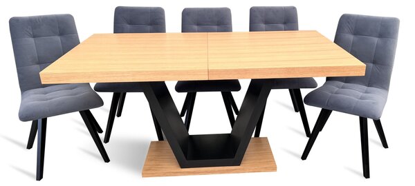 Zestaw do salonu stół z krzesłami styl loft rozkładany stół SJ80+ 4x krzesła KW110