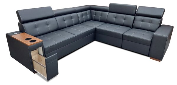 Narożnik rozkładany 280/260 cm Tulum I 1x relax elektryczny, barek, uchwyty na kubki, gniazdko zasilające