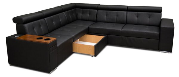 Narożnik skórzany, kanapa narożna 280/260 cm Tulum XVIII 1x relax elektryczny