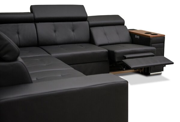 Narożnik rozkładany 280/260 cm Tulum I 1x relax elektryczny, barek, uchwyty na kubki, gniazdko zasilające