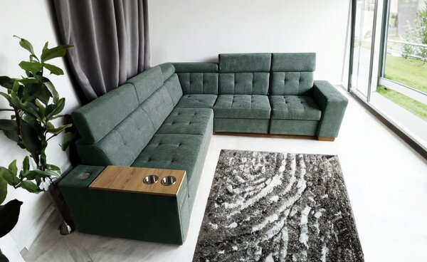 Narożnik rozkładany 280/260 cm Tulum I 1x relax elektryczny, barek, uchwyty na kubki, gniazdko zasilające