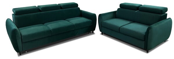 Kanapa trzyosobowa z funkcją spania + sofa dwuosobowa z pojemnikiem na pościel Andora