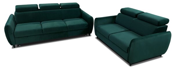 Kanapa trzyosobowa z funkcją spania + sofa dwuosobowa z pojemnikiem na pościel Andora