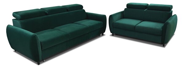 Kanapa trzyosobowa z funkcją spania + sofa dwuosobowa z pojemnikiem na pościel Andora