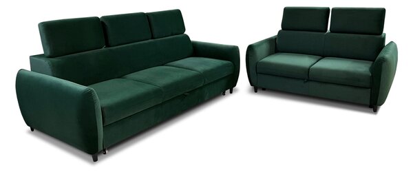 Kanapa trzyosobowa z funkcją spania + sofa dwuosobowa z pojemnikiem na pościel Andora