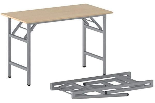 Stół konferencyjny FAST READY, 120x60 cm, szaro-srebrna podstawa, buk