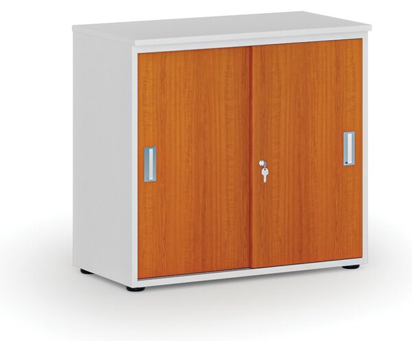 Szafa biurowa z drzwiami przesuwnymi PRIMO WHITE, 800 x 420 x 740 mm, biały/wiśnia