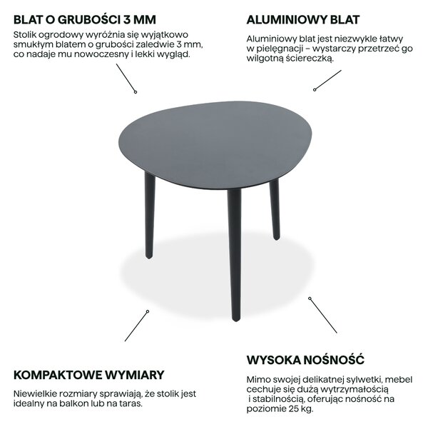 Stolik kawowy AQUALIS 40 × 40 cm Grey – Bjørkka