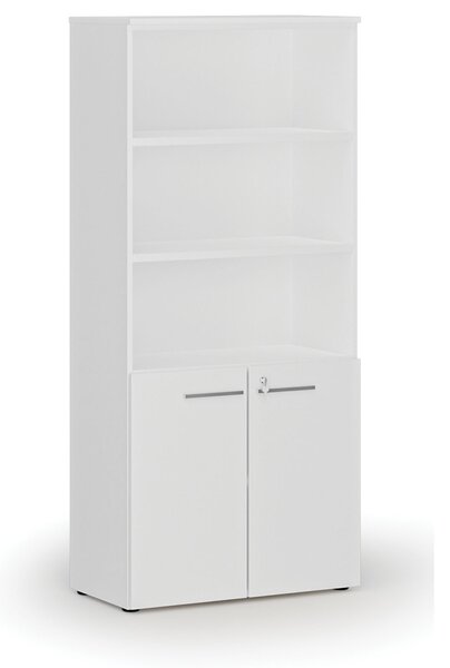 Szafa biurowa kombinowana PRIMO WHITE, drzwi na 2 poziomach, 800 x 420 x 1781 mm, biały