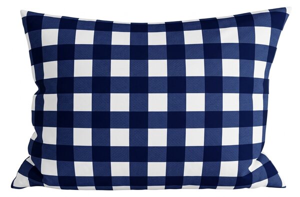 Poszewka na poduszkę z mikrofibry NAVY GINGHAM 70x90 cm, niebiesko-biała