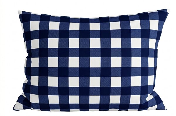 Poszewka na poduszkę z mikrofibry NAVY GINGHAM 50x70 cm, niebiesko-biała