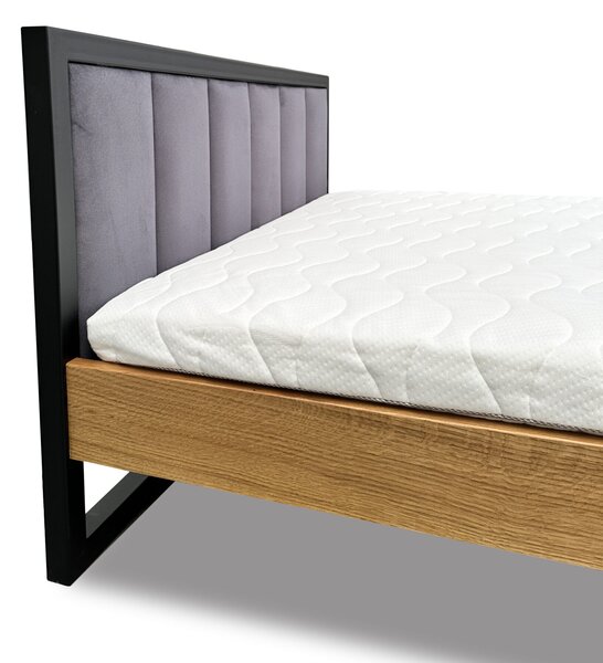 Łóżko metalowe 140x200 cm łóżko do sypialni Karmel II LOFT z tapicerowanym zagłowiem