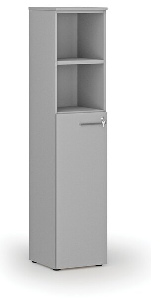 Szafa biurowa kombinowana PRIMO GRAY, drzwi na 3 poziomach, 400 x 420 x 1781 mm, szary