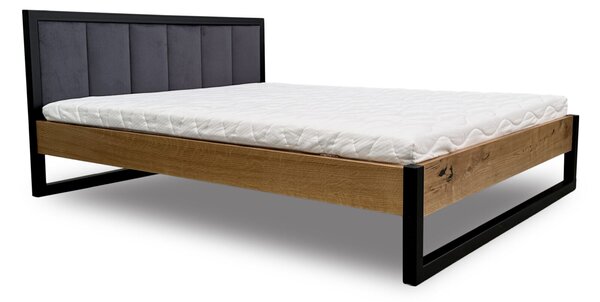 Łóżko metalowe 140x200 cm łóżko do sypialni Karmel II LOFT z tapicerowanym zagłowiem