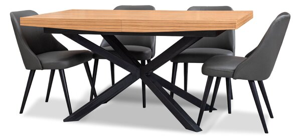 Zestaw: Stół SJ50 rozkładany 160/90 cm + 2x40 cm + 4 krzesła skórzane Filip