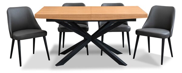 Zestaw: Stół SJ50 rozkładany 160/90 cm + 2x40 cm + 4 krzesła skórzane Filip