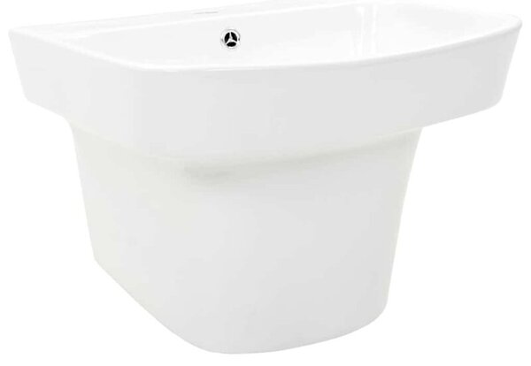 Nowoczesna umywalka ścienna z ceramiki w białym kolorze, minimalistyczny design 50 x 45 x 41 cm