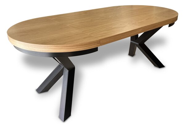 Stół okrągły rozkładany fi 120+ 2 x 40 cm LOFT z designerskimi nogami