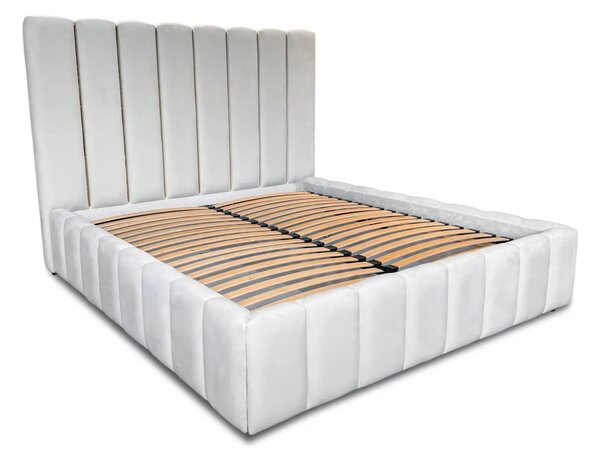Łóżko tapicerowane GLAM GOLD 160/200 cm ze stelażem w stylu glamour, pojemnik na pościel