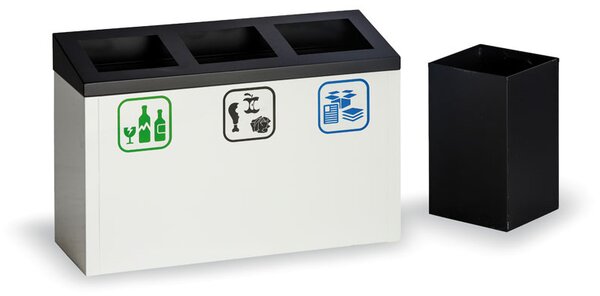 Kosz do segregacji śmieci, 3x 9 l, metalowy