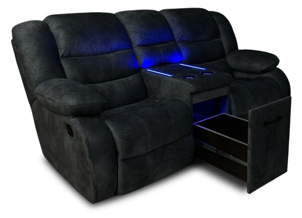 Wielofunkcyjna sofa Borys- 2x funkcja relax, barek, uchwyty na kubki +LED