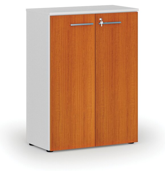 Szafa biurowa z drzwiami PRIMO WHITE, 800 x 420 x 1087 mm, biały/wiśnia