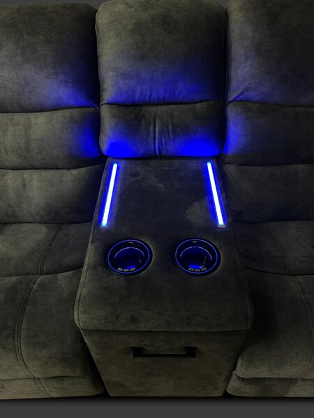 Wielofunkcyjna sofa Borys- 2x funkcja relax, barek, uchwyty na kubki +LED