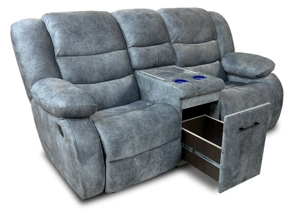 Wielofunkcyjna sofa Borys- 2x funkcja relax, barek, uchwyty na kubki +LED