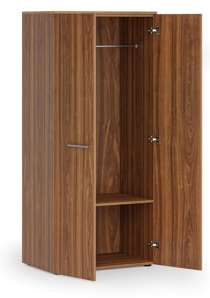 Szafa ubraniowa biurowa PRIMO WOOD, 1 półka, drążek do szafy, 800 x 500 x 1781 mm, orzech