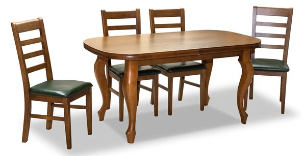 Zestaw : Stół rozkładany Ludwik 160/90 + 2 wkładki 40cm + 6 krzeseł Cortez skóra naturalna