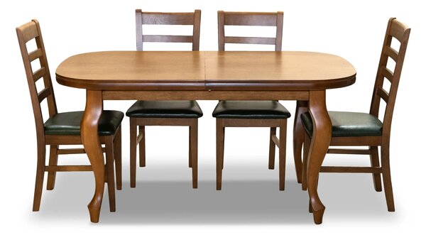Zestaw : Stół rozkładany Ludwik 160/90 + 2 wkładki 40cm + 6 krzeseł Cortez skóra naturalna
