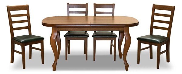 Zestaw : Stół rozkładany Ludwik 160/90 + 2 wkładki 40cm + 6 krzeseł Cortez skóra naturalna