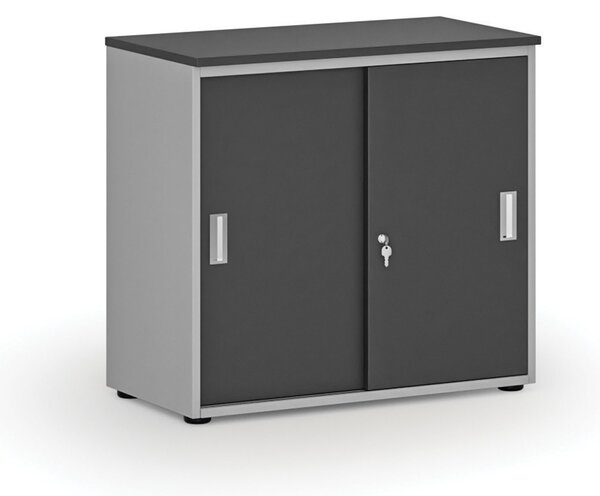 Szafa biurowa z drzwiami przesuwnymi PRIMO GRAY, 800 x 420 x 740 mm, szary/grafit