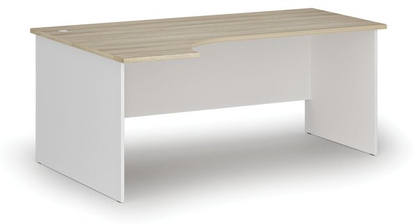 Narożne biurko PRIMO WHITE, 180x120 cm, lewe, biały/dąb naturalny