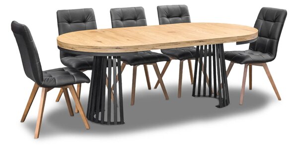 Stół Lam Loft Fi 100 + 2 x 50 cm + 4 krzesła Kw110