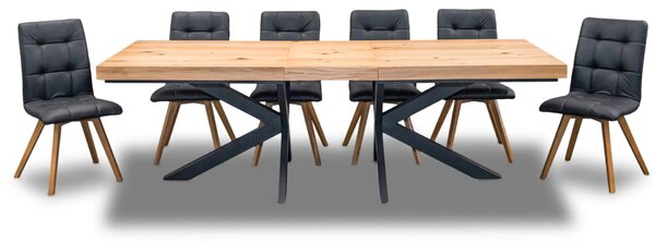 Stół Loft P2 400 cm Dębowy rozkładany 100×200 + 4×50 cm + 6 Krzeseł Kw110