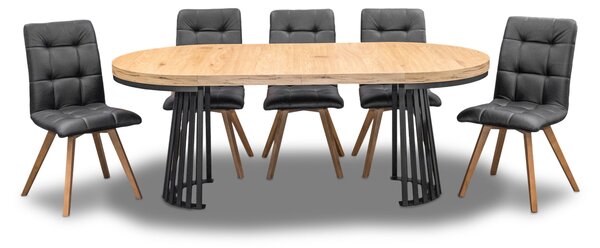 Stół Lam Loft Fi 100 + 2 x 50 cm + 4 krzesła Kw110