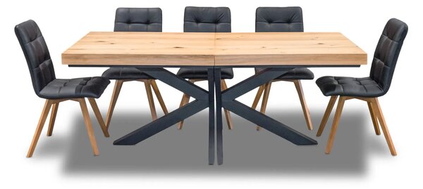 Stół Loft P2 400 cm Dębowy rozkładany 100×200 + 4×50 cm + 6 Krzeseł Kw110