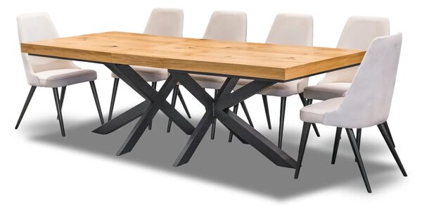 Stół Loft P2 400 cm rozkładany 100x200 + 4x50 cm + 6 Krzeseł Olo