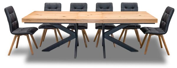 Stół Loft P2 400 cm Dębowy rozkładany 100×200 + 4×50 cm + 6 Krzeseł Kw110