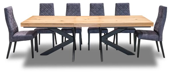 Stół Loft P2 400 cm Dębowy rozkładany 100×200 + 4×50 cm + 6 Krzeseł Kw142