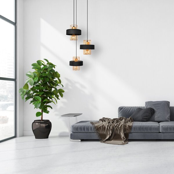Lampa wisząca na kole VOLTA W-KD 1377/3 BK+BR