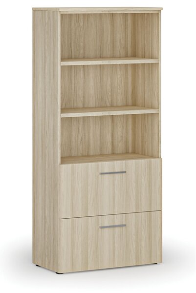 Szafa z szufladami na teczki zawieszkowe PRIMO WOOD, 800 x 420 x 1781 mm, dąb naturalny