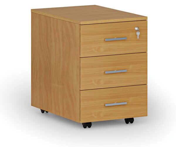 Kontenerek biurowy mobilny PRIMO WOOD, 3 szuflady, buk